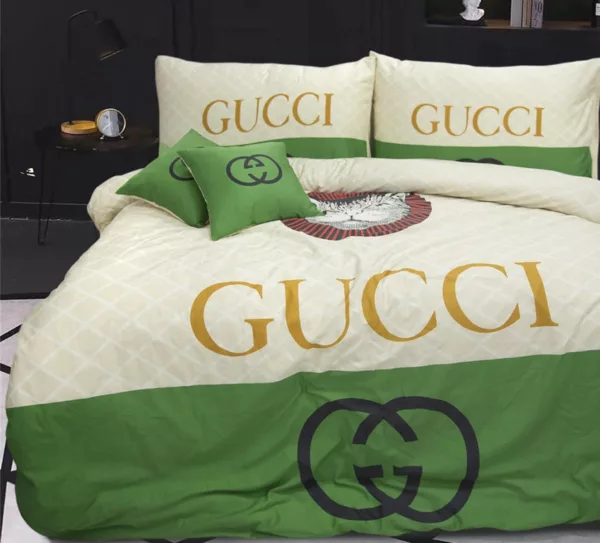 Gucci Catty Logo Brand Bedding Set Luxury Bedspread Bedroom Home Decor