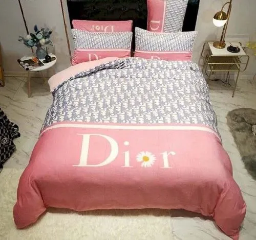 Dior Logo Brand Bedding Set Bedroom Bedspread Luxury Home Decor