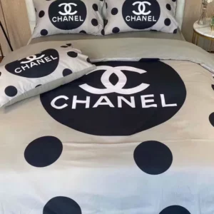 Chanel Dot Logo Brand Bedding Set Bedspread Bedroom Home Decor Luxury