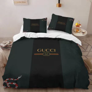 Gucci Dark Snake Louis Vuitton Logo Brand Bedding Set Home Decor Bedroom Luxury Bedspread