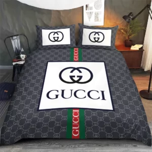 Gucci Logo Brand Bedding Set Bedspread Bedroom Luxury Home Decor