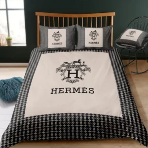 Hermes Logo Brand Bedding Set Bedroom Bedspread Luxury Home Decor