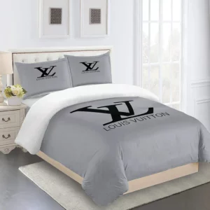 Louis Vuitton Logo Brand Bedding Set Bedspread Home Decor Bedroom Luxury