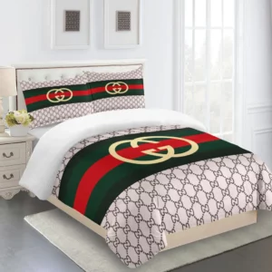 Gucci Logo Brand Bedding Set Luxury Bedroom Home Decor Bedspread