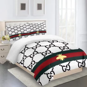 Gucci Logo Brand Bedding Set Bedspread Home Decor Bedroom Luxury