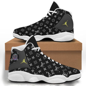 New Louis Vuitton Black Air Jordan 13 Sneakers Luxury Fashion Shoes Trending