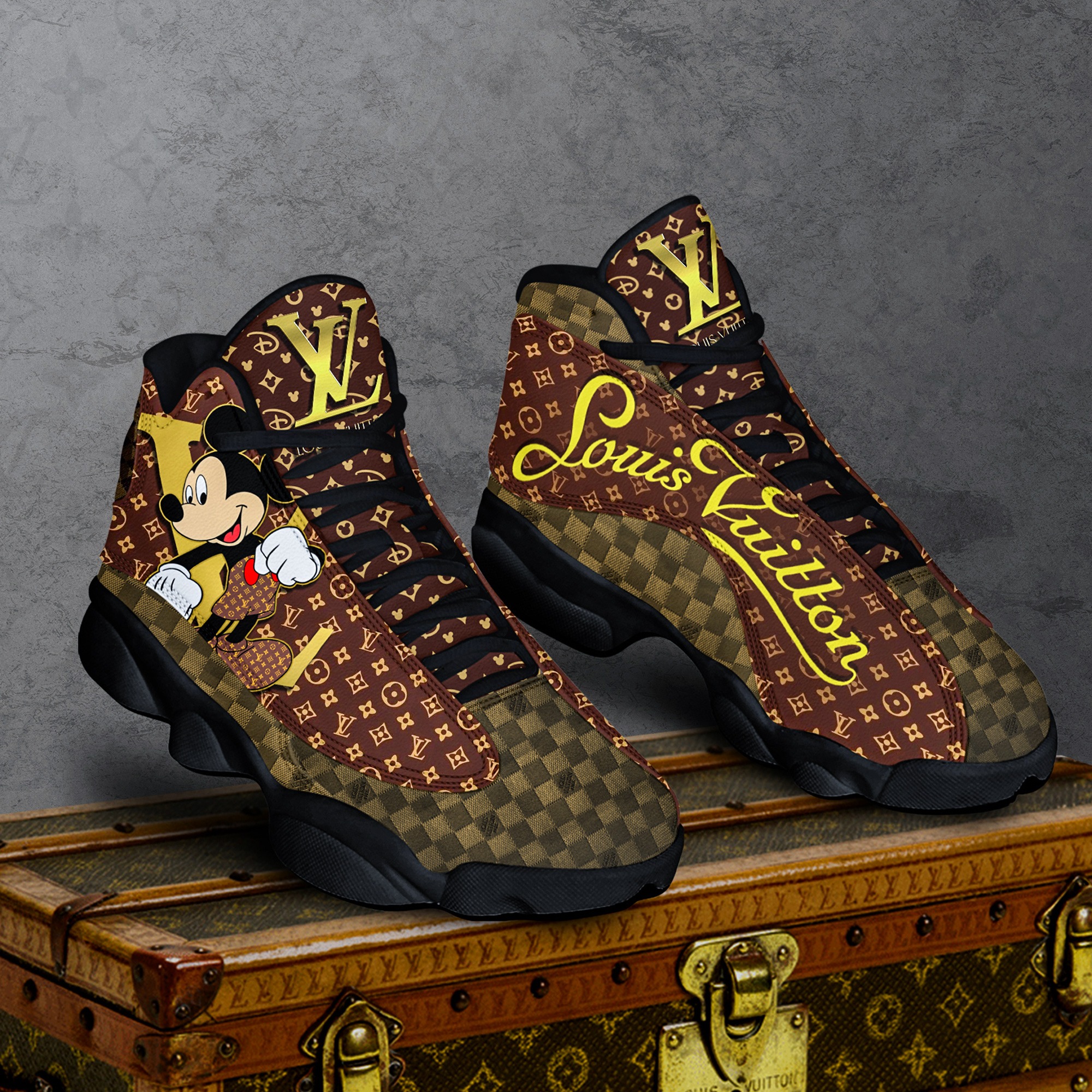 Louis Vuitton Mickey Mouse Disney Air Jordan 13 Trending Luxury Shoes Sneakers Fashion