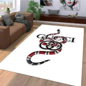 Gucci Snake White Mat Luxury Fashion Brand Rug Door Mat Area Carpet Home Decor