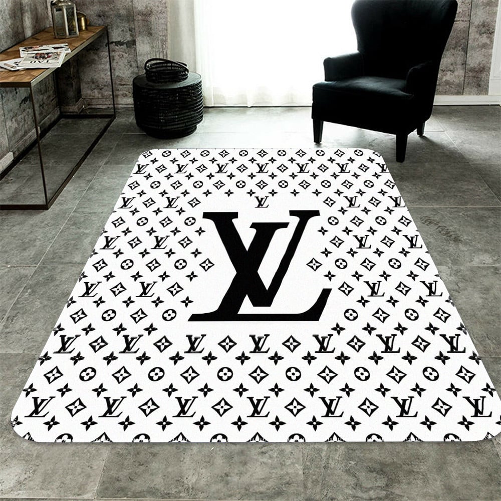 Louis Vuitton White Luxury Fashion Brand Rug Home Decor Door Mat Area Carpet