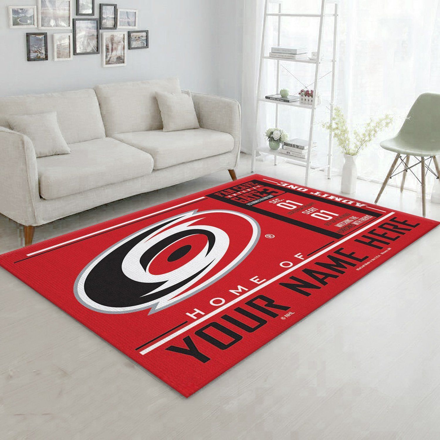 Customizable Carolina Hurricanes Wincraft Personalized Nhl Type 7671 Rug Home Decor Living Room Area Carpet