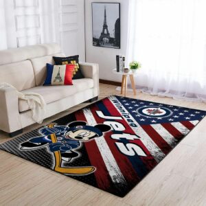 Winnipeg Jets Nhl Team Logo Mickey Us Type 7840 Rug Living Room Area Carpet Home Decor