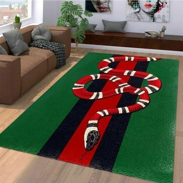 Gucci Red Snake Mat Luxury Fashion Brand Rug Home Decor Area Carpet Door Mat