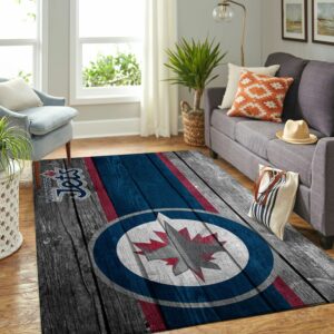 Winnipeg Jets Nhl Team Logo Wooden Type 7896 Rug Living Room Home Decor Area Carpet