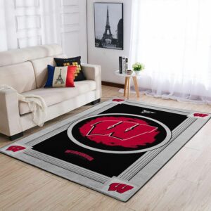 Wisconsin Badgers Ncaas Team Logo Type 8319 Rug Living Room Area Carpet Home Decor