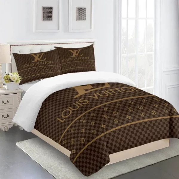 Louis Vuitton Logo Brand Bedding Set Bedroom Luxury Home Decor Bedspread