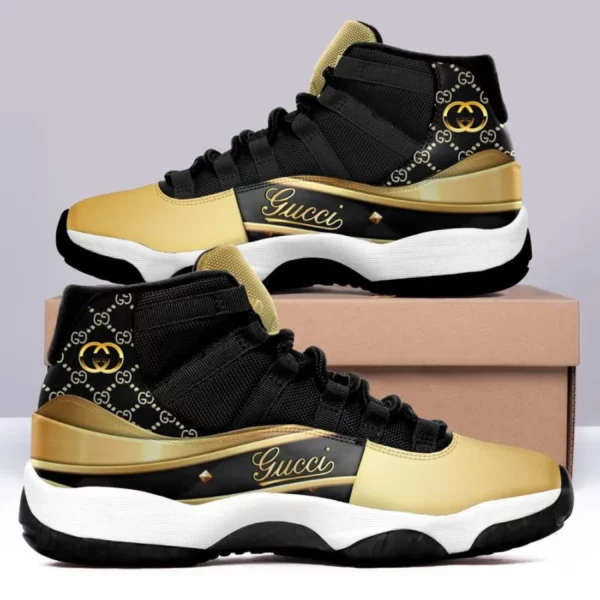 Gucci Black Gold Air Jordan 11 Sneakers Fashion Sport Shoes Luxury