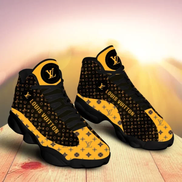 Louis Vuitton Brown Yellow LV Air Jordan 13 Shoes Sneakers Fashion Trending Luxury