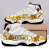 Gianni Versace White Gold Air Jordan 11 Sport Luxury Sneakers Fashion Shoes