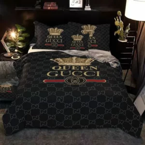 Gucci Queen Logo Brand Bedding Set Bedroom Luxury Home Decor Bedspread