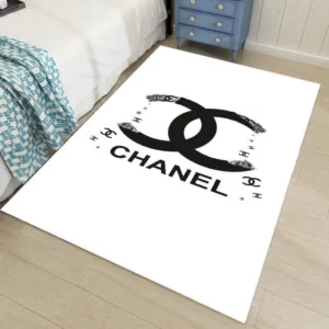 Chanel White Rectangle Rug Luxury Fashion Brand Door Mat Home Decor Area Carpet