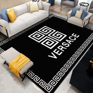 Gianni Versace Black Rectangle Rug Area Carpet Door Mat Home Decor Luxury Fashion Brand