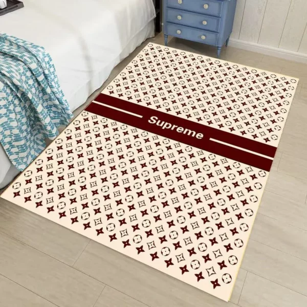 Louis Vuitton LV Beige Rectangle Rug Fashion Brand Area Carpet Home Decor Luxury Door Mat