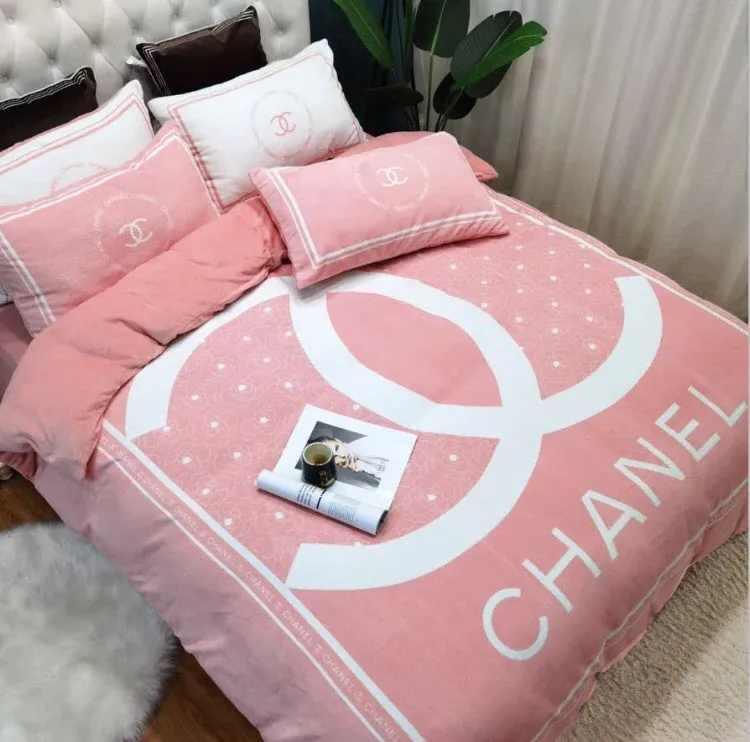 Chanel Pinky Logo Brand Bedding Set Luxury Home Decor Bedroom Bedspread