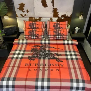 Burberry Orange Logo Brand Bedding Set Home Decor Bedroom Bedspread Luxury