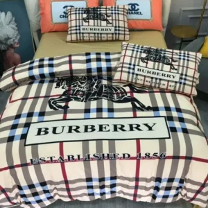 Burberry Logo Brand Bedding Set Luxury Bedroom Home Decor Bedspread