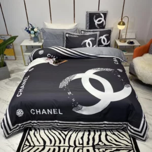 Chanel Logo Brand Bedding Set Bedspread Luxury Bedroom Home Decor