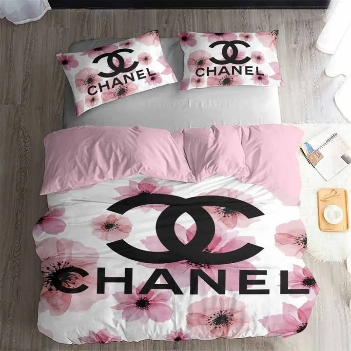 Chanel Flowers Logo Brand Bedding Set Bedroom Home Decor Bedspread Luxury