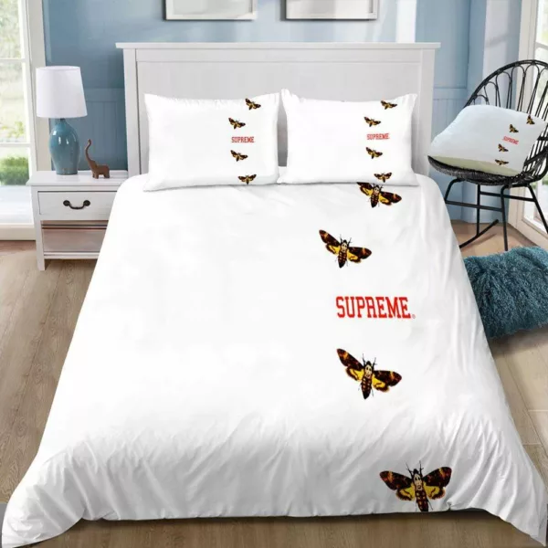 Supreme Butterfly White Logo Brand Bedding Set Luxury Bedroom Home Decor Bedspread