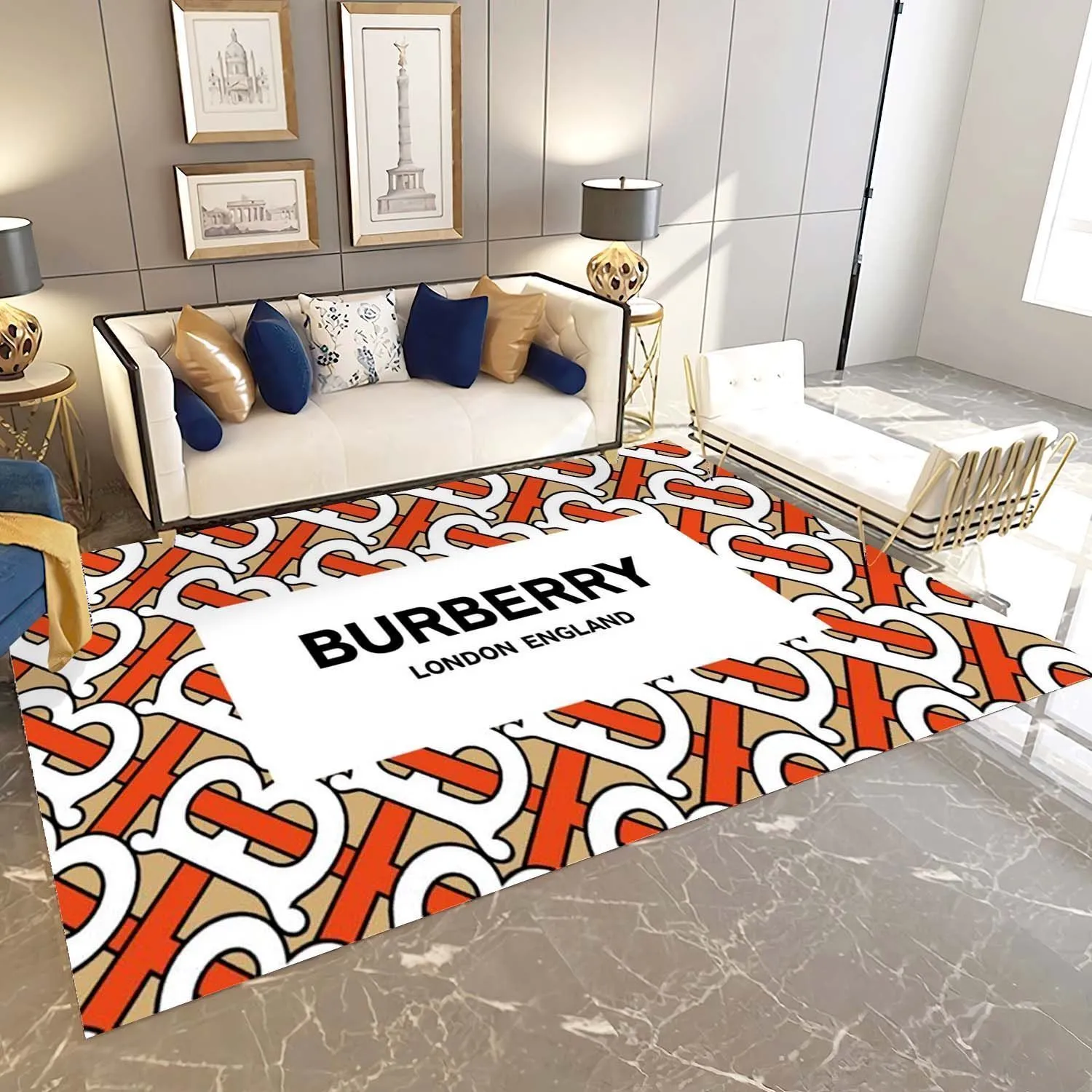 Burberry London Rectangle Rug Fashion Brand Home Decor Luxury Area Carpet Door Mat