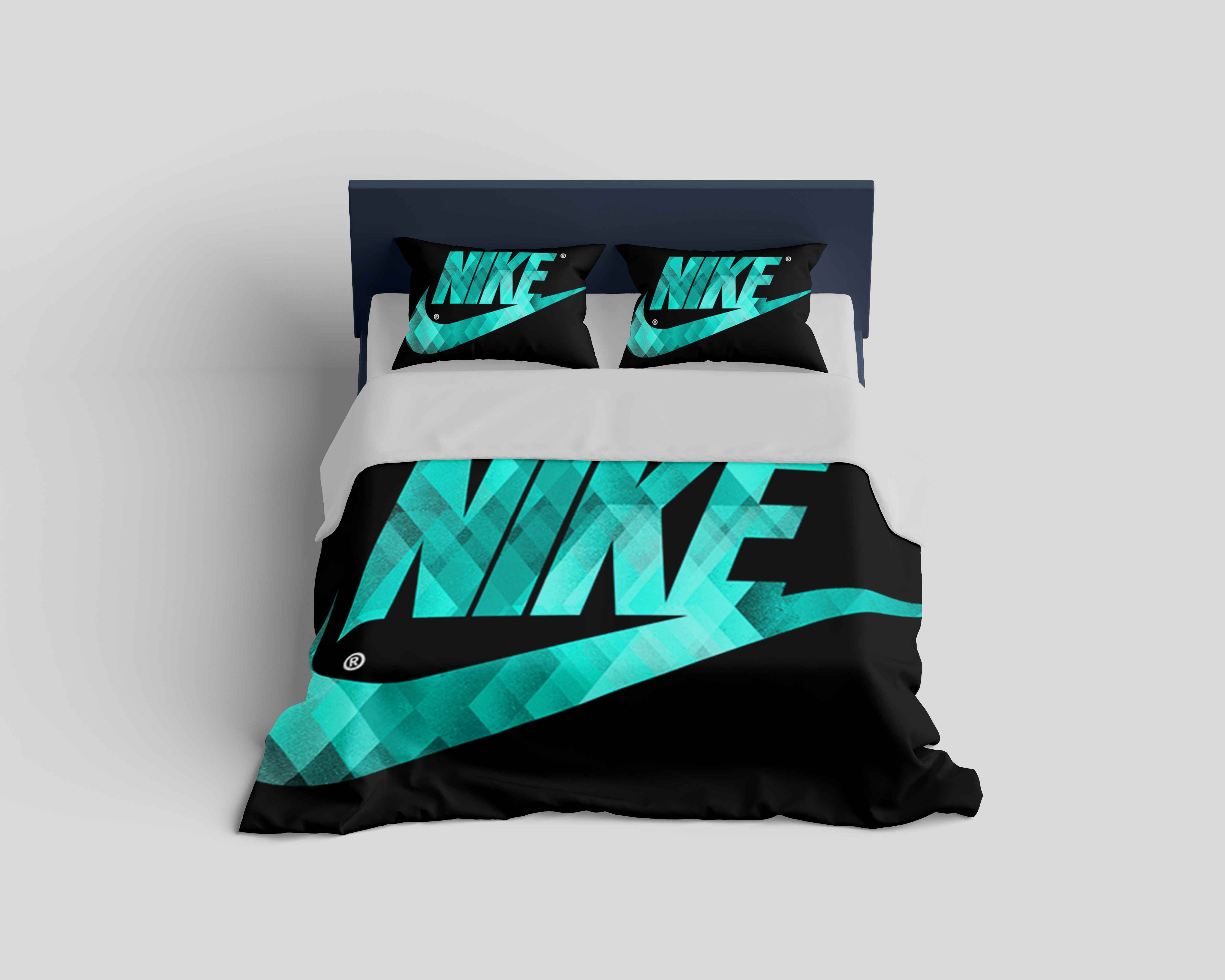 Nike Turquoise Logo Brand Bedding Set Bedspread Bedroom Home Decor Luxury