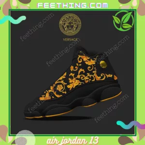 Gianni Versace Black Logo Air Jordan 13 Sneakers Luxury Trending Fashion Shoes