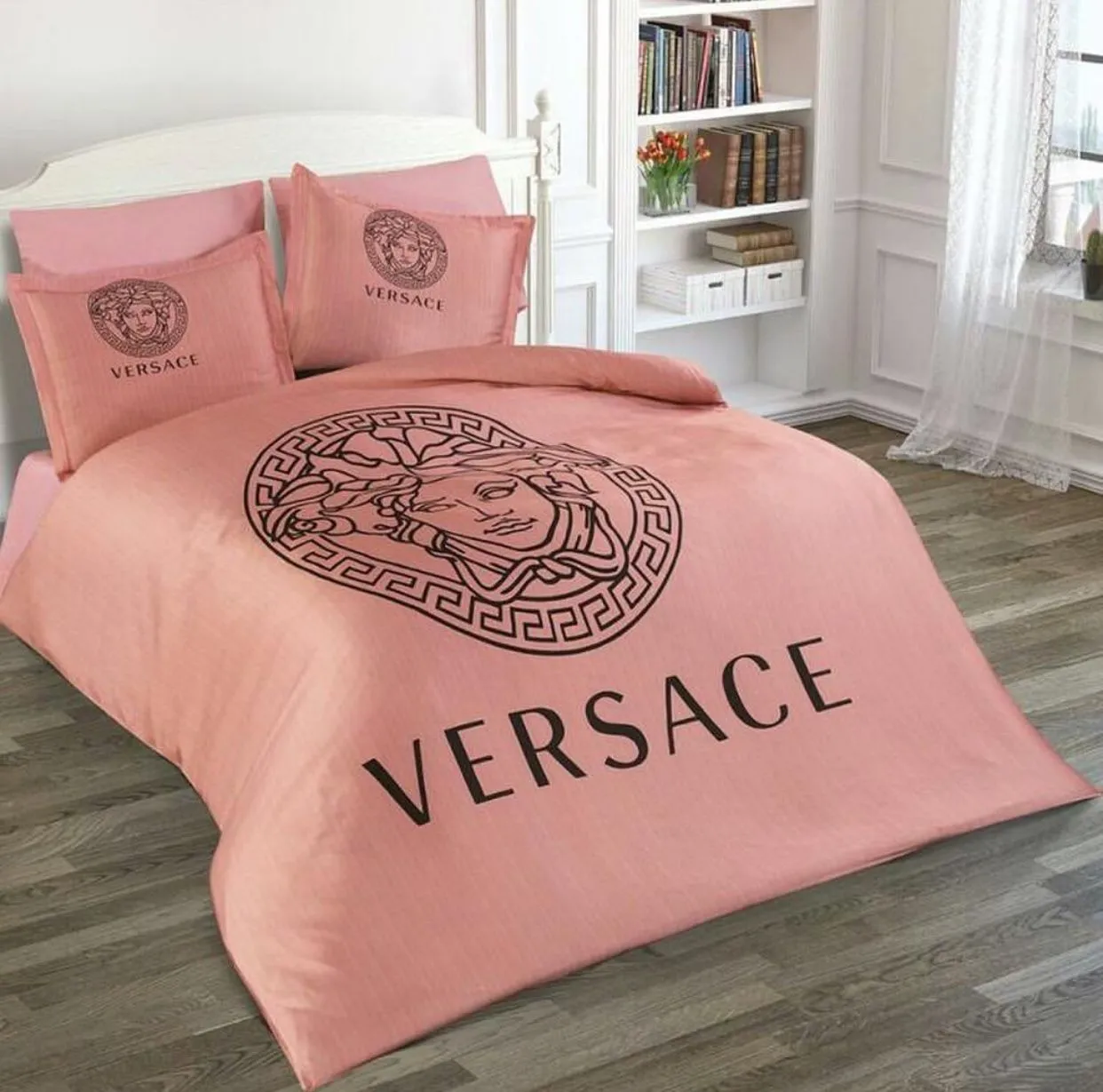 Versace Pinky Logo Brand Bedding Set Home Decor Luxury Bedroom Bedspread