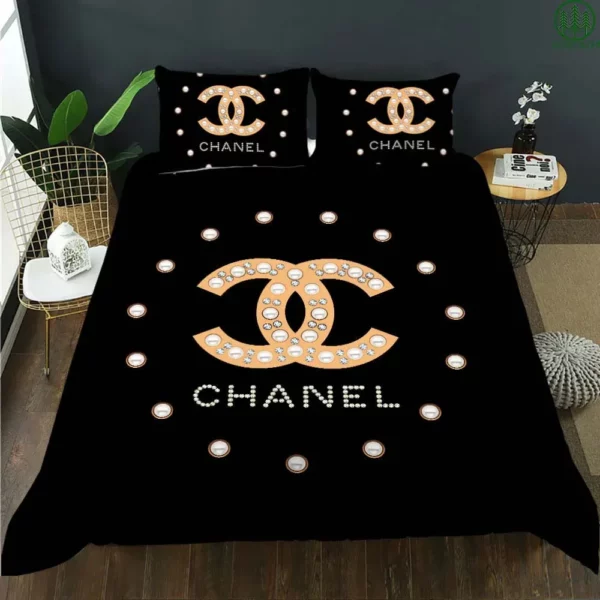 Chanel Diamond Light Logo Brand Bedding Set Bedspread Bedroom Luxury Home Decor