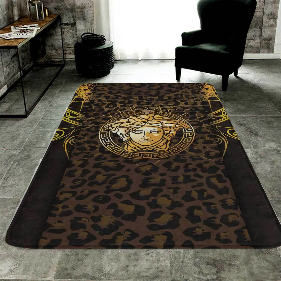 Versace Brown Medusa Rectangle Rug Fashion Brand Luxury Door Mat Home Decor Area Carpet