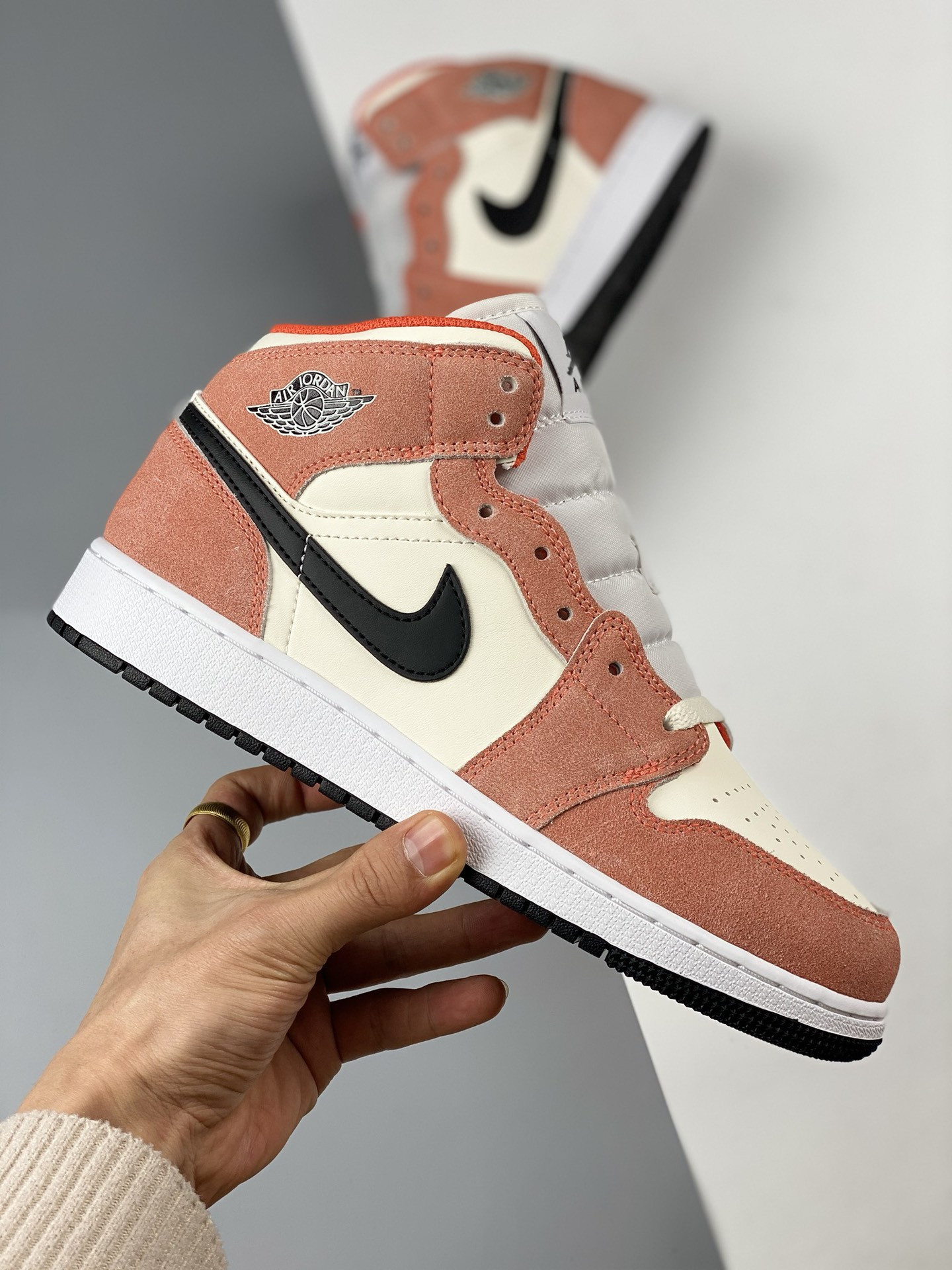 Air Jordan 1 Mid Orange Suede Team Orange Black-White-Iron Grey DV1336-800 For Sale