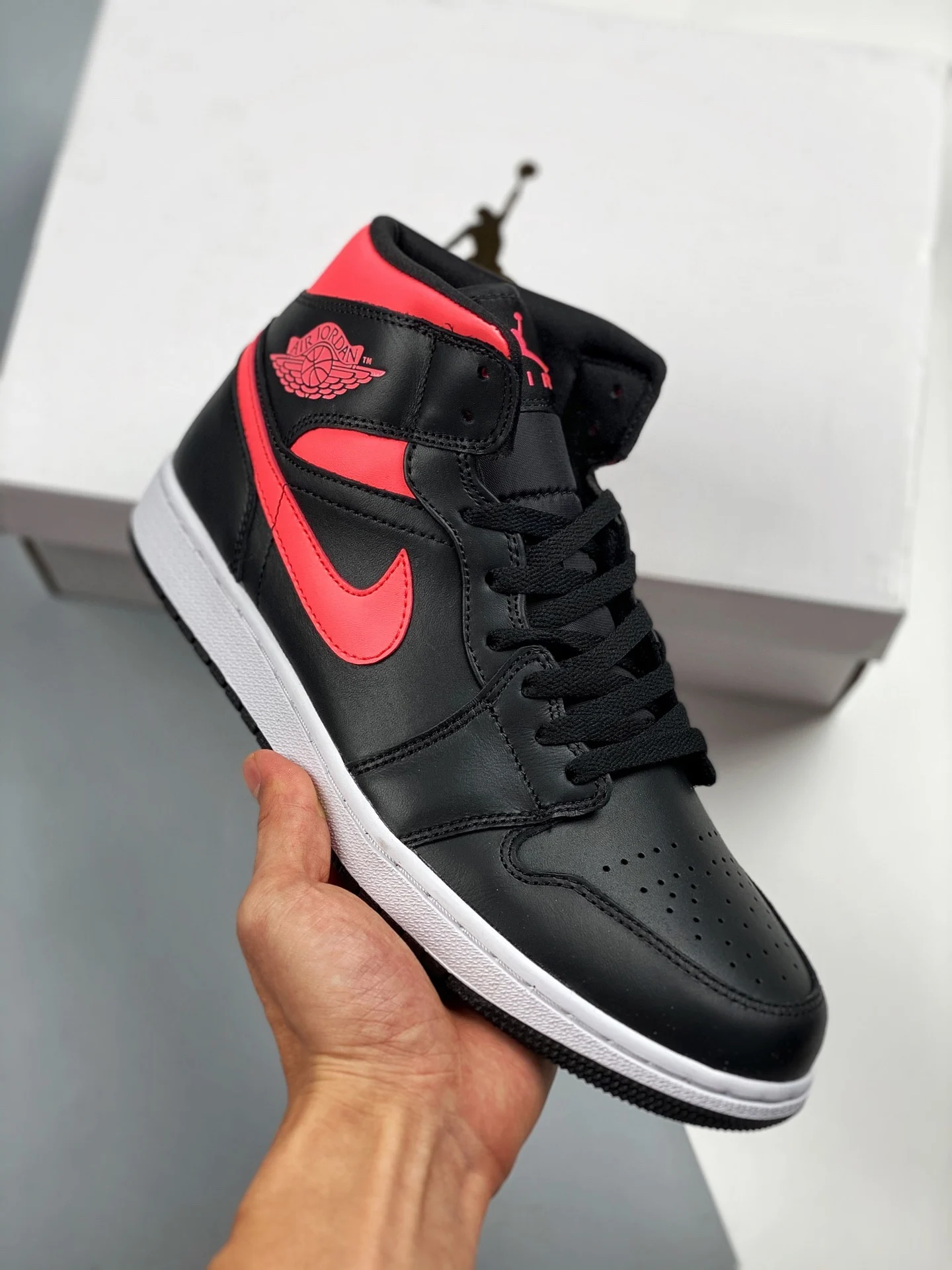 Air Jordan 1 Mid Black Siren RedWhite BQ6472-004 For Sale