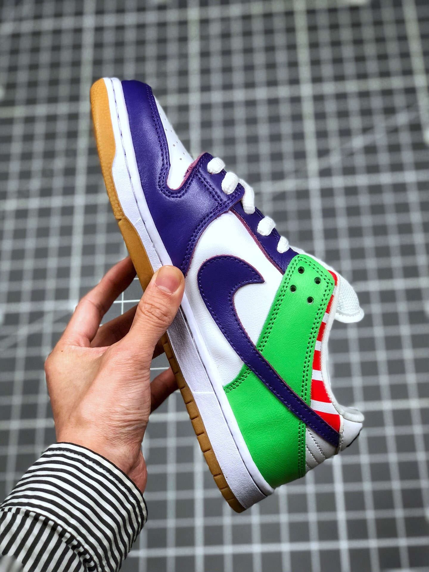 Nike SB Dunk Low White Purple Green For Sale