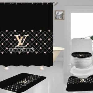 Louis Vuitton Lv Black Bathroom Set Hypebeast Bath Mat Luxury Fashion Brand Home Decor