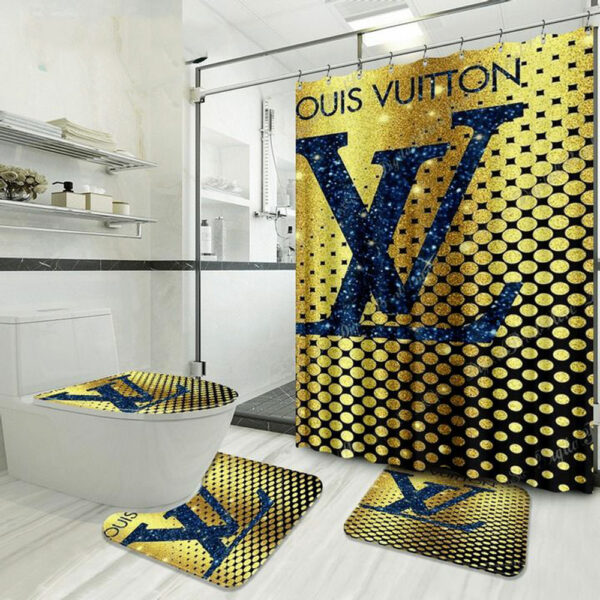 Louis Vuitton Lv Glitter Bathroom Set Home Decor Hypebeast Luxury Fashion Brand Bath Mat