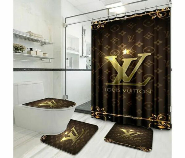 Louis Vuitton Lv Brown Bathroom Set Home Decor Luxury Fashion Brand Bath Mat Hypebeast