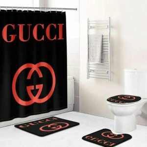 Gucci Black Red Bathroom Set Bath Mat Home Decor Hypebeast Luxury Fashion Brand