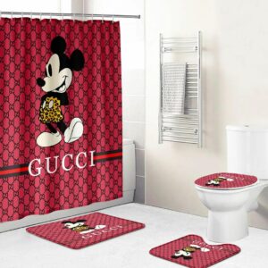 Gucci Mickey Mouse Disney Bathroom Set Luxury Fashion Brand Bath Mat Home Decor Hypebeast