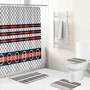 Gucci White Stripe Bathroom Set Luxury Fashion Brand Hypebeast Bath Mat Home Decor