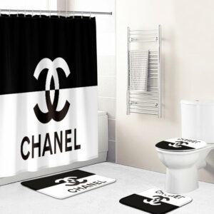 Chanel Black White Bathroom Set Bath Mat Hypebeast Luxury Fashion Brand Home Decor