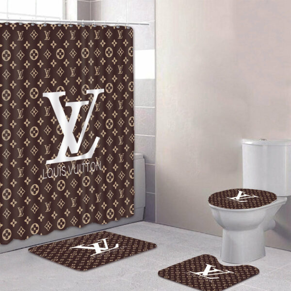 Louis Vuitton Lv Monogram Bathroom Set Bath Mat Luxury Fashion Brand Home Decor Hypebeast