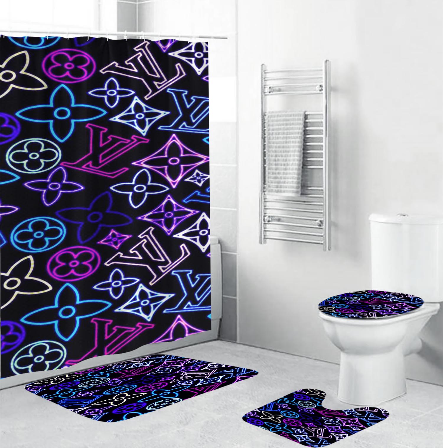 Louis Vuitton Lv Colorful Bathroom Set Bath Mat Luxury Fashion Brand Hypebeast Home Decor